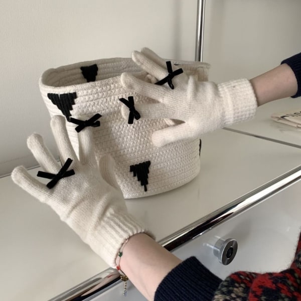 1 par varme handsker strikkede handsker SORT Black