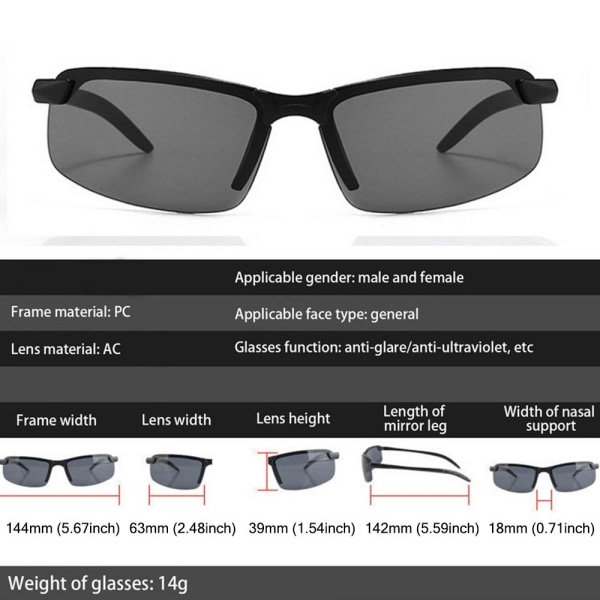 Night Vision Glasses Miesten ajoaurinkolasit MUSTA-HARMAA Black-Gray