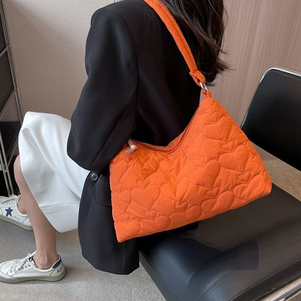 Skuldertasker Quiltet mulepose ORANGE orange