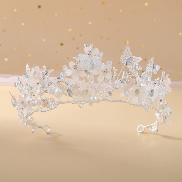 Barokk Rhinestone Crown Butterfly Hårbånd ROSE GULL rose gold