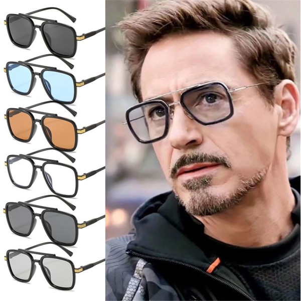 Tony Stark Solglasögon Iron Man Solglasögon SVART-RÖD