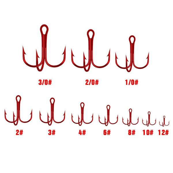 50 Stk Røde fiskekroge Højkulstofstål 3/0 3/0 3/0
