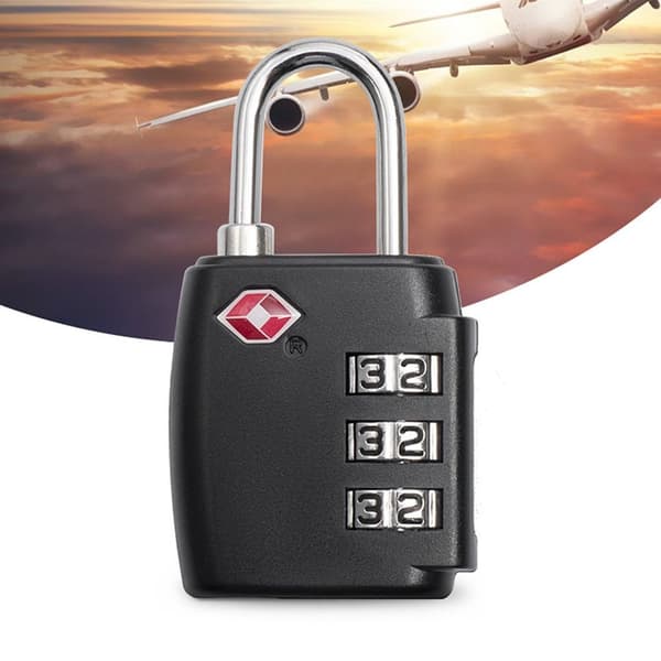 TSA Customs Code Lock Bagage Lösenordslås SVART Black