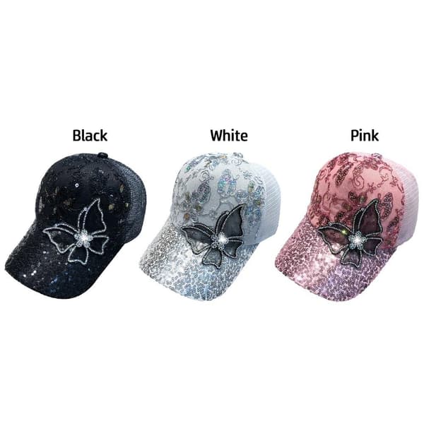 Rhinestones Butterfly Baseball Cap Peaked Cap SORT black