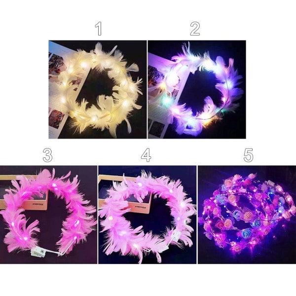 2 stk glødende LED-krans Halloween kroneblomst 3 3 3