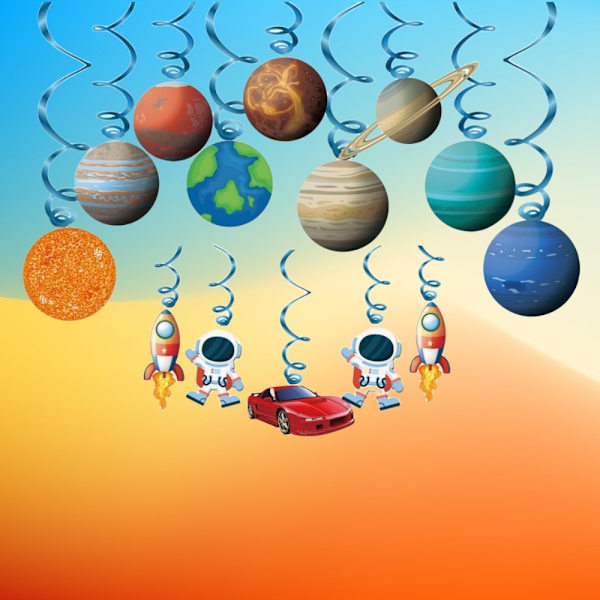 28kpl Space Hanging Swirls Koristeet kattoon riippuvat pyörteet . 28pcs