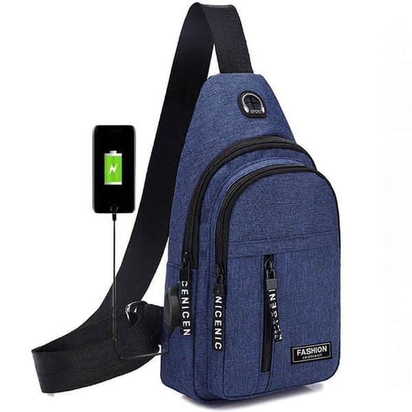 1 Stk Brystveske Messenger Bag BLÅ-USB BLÅ-USB blue-USB