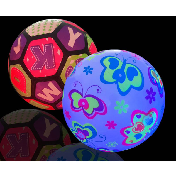 2 stk Lysende ball Blinkende leketøy Kaste hoppende baller oppblåsbare leker 2Pcs-Style Random