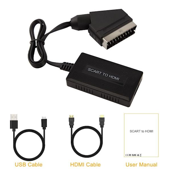 Konverter SCART til HDMI Video Audio Adapter