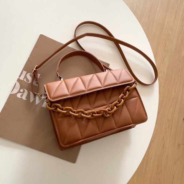 Rutig Axelväska Crossbody Väskor KAFFE coffee