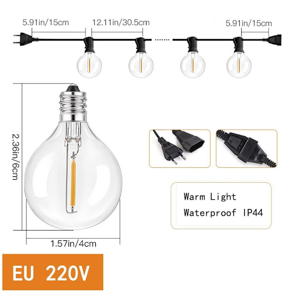 Festoon String Lights Trädgårdsdekorlampa 3M(10&1)EU EU 3m(10&1)EU
