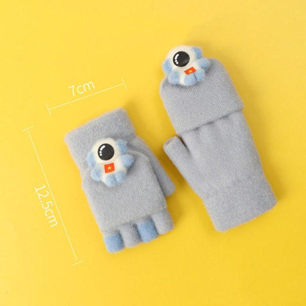Sarjakuva Knitted Gloves Kids Flip Cover Gloves GRAY gray