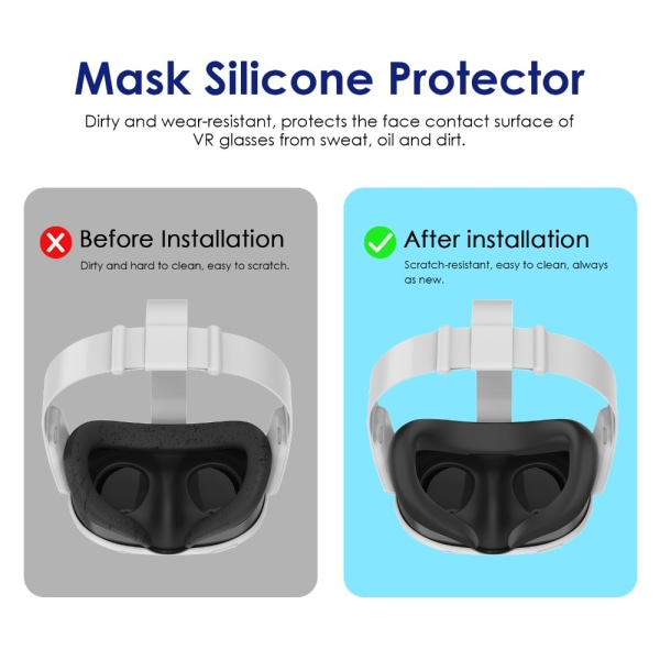 Eye Mask Pad Silikone Face Cover SORT Black