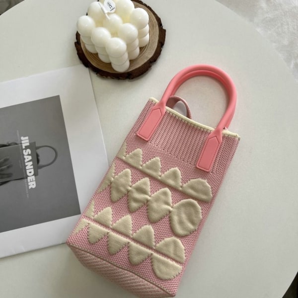 Kæde skulder crossbody taske strikket håndtaske til kvinder PINK pink