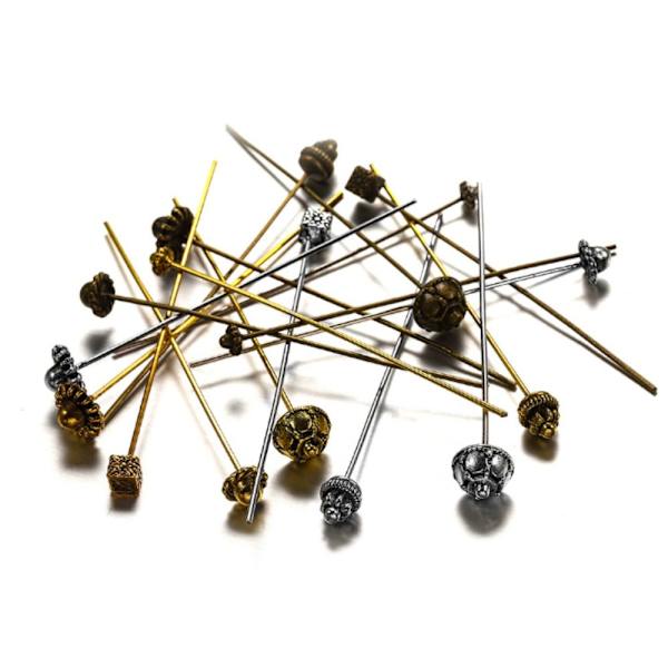60 st smycken Head Pins Blomnål Lång Metallic Head Pins