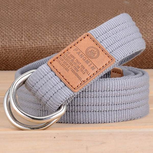 Nylon flettet bælte Dobbelt ring linning SORT black