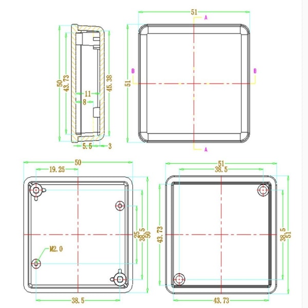 Elektronisk Project Box Vandtæt Cover Project SORT Black 96x62x12mm1-1