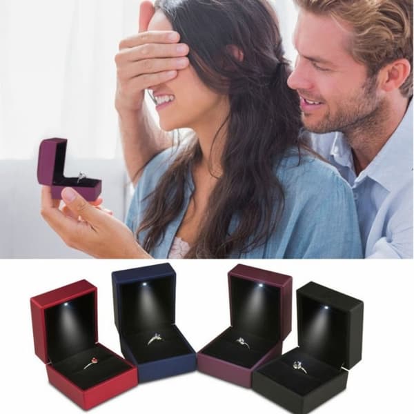LED Ring Örhängen Box Case SVART black