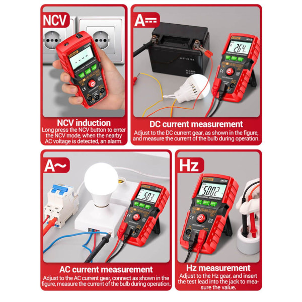 Digital Mini Smart Multimeter Strömspänningsmätare M107 SVART