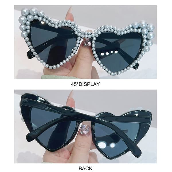 Imitation Pearl Frame Solglasögon Cat Eye Eyewear LEOPARD LEOPARD Leopard