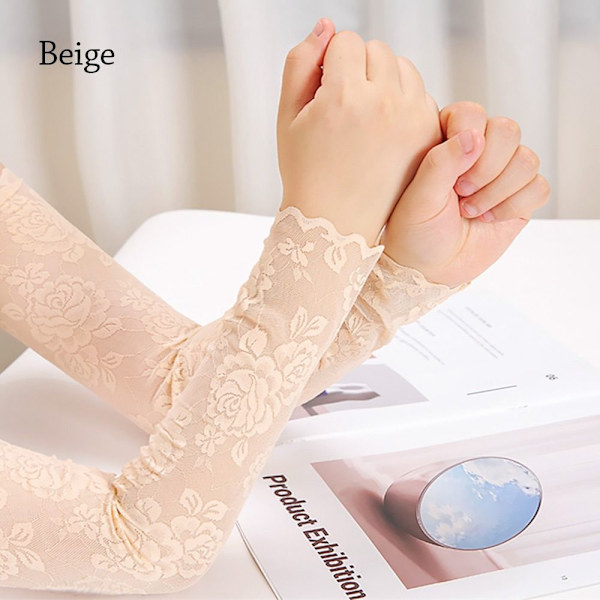 Pitkät pitsikäsineet Fingerless Gloves BEIGE beige