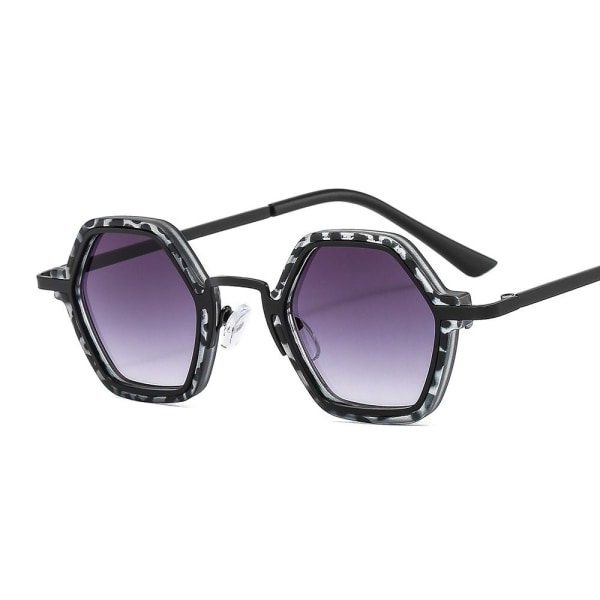 Små polygonale solbriller Punk Shades SORT LEOPARD-GRÅ SORT Black Leopard-Grey