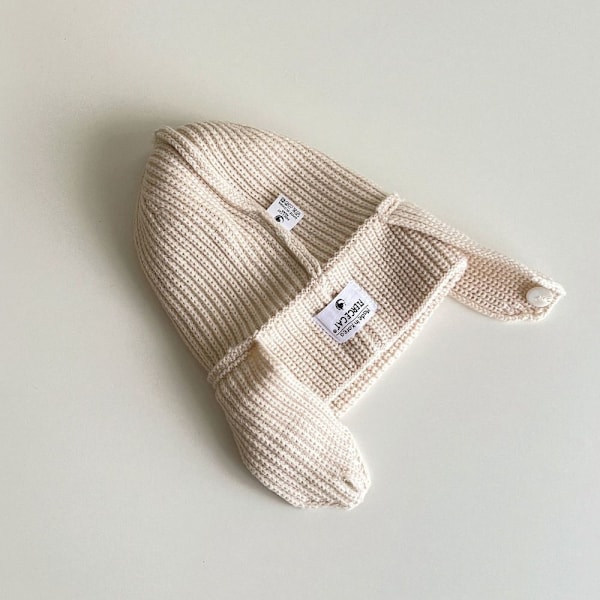 Stickade mössor för barn Beanie Ear Cup KAFFE coffee
