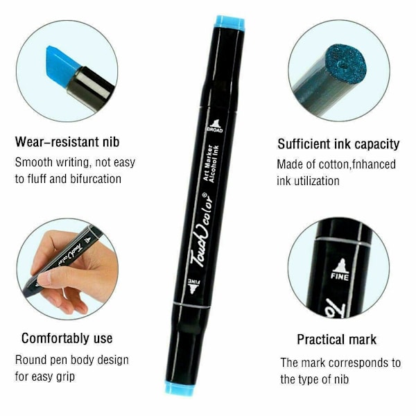 Färg penselpennor Set Dubbla tips Marker Akvarell Pen Marker
