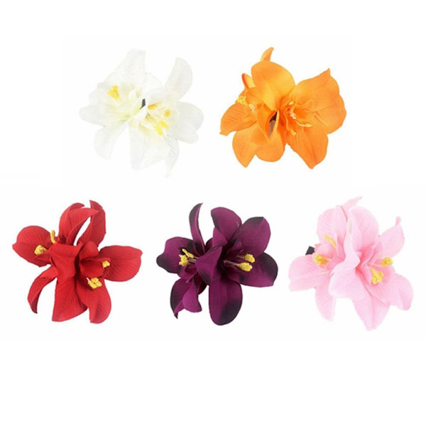 5 Styck Blomma Hårklämma Blomma Hårnål RÖD Red