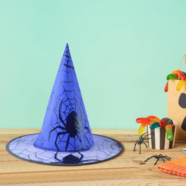 Halloween heksehat spids hat tilbehør BLÅ blue