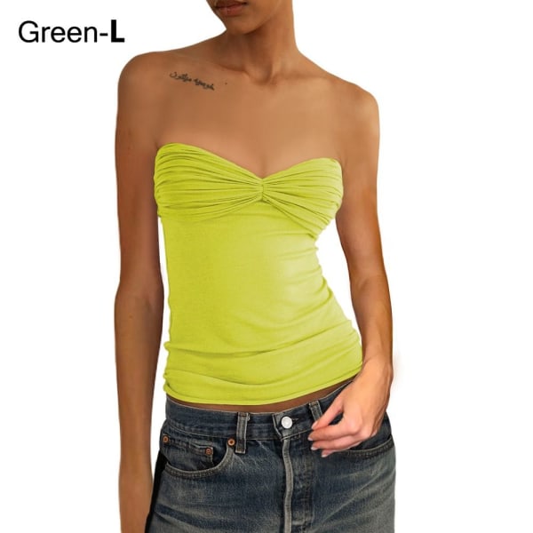 Dame Crop Tops Y2K T-shirt GRØN L L Green L-L