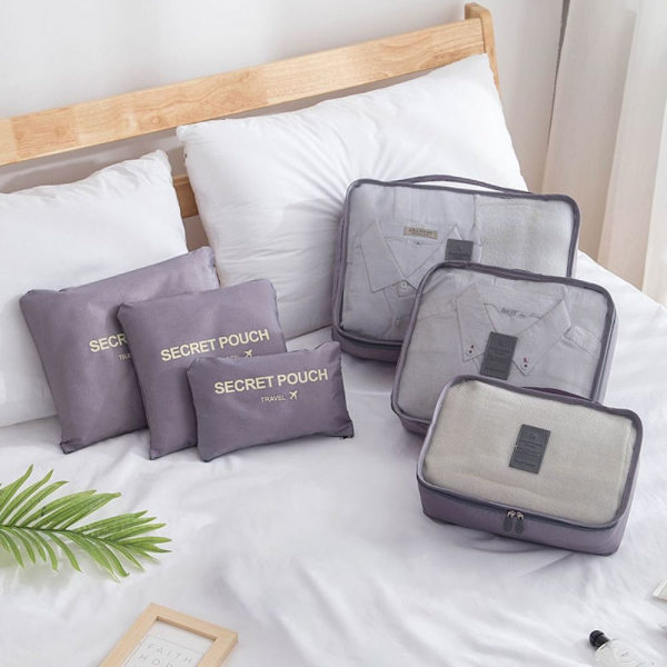 Reiseoppbevaringsposer 7 stk Sett GRÅ 6 STK 6 STK Grey 6 Pcs-6 Pcs