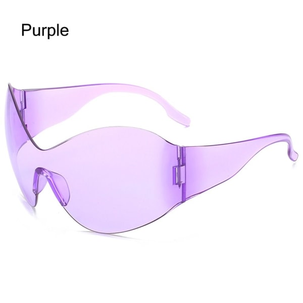 Oversized Futuristic Solbriller Y2K Solbriller LILLA LILLA Purple