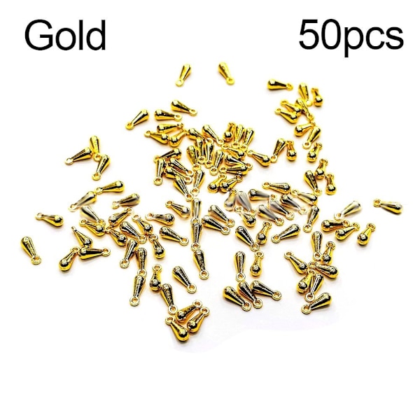 50stk Mini anheng Spenne Vanndråpe anheng GULL GULL Gold