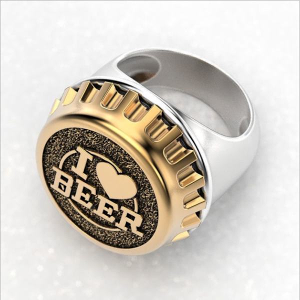 Cap Ring I Love Beer Ring SILVER 8 Silver 8