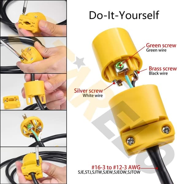 10 kpl US Standard 3 Prong Plug Replacement Plug Power 10 pcs