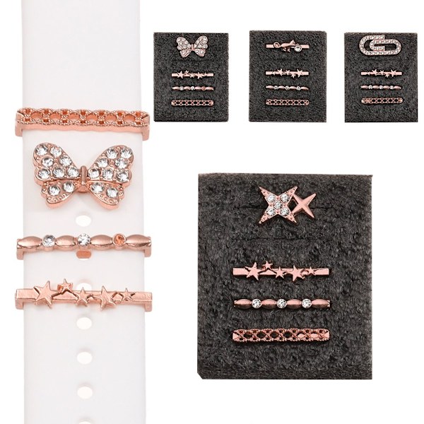 Ornament Dekorativ Ring Armband Berlocker För Apple Watch rose gold A-A