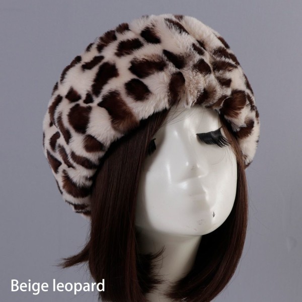 Faux fur pannband rysk cap Tom topp BEIGE LEOPARD Beige leopard