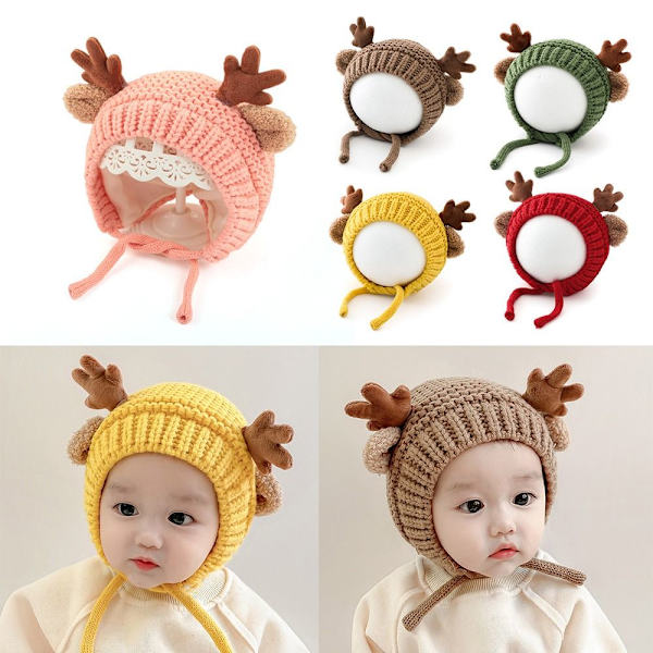 Baby neulottu hattu lasten pipo Cap KELTAINEN yellow