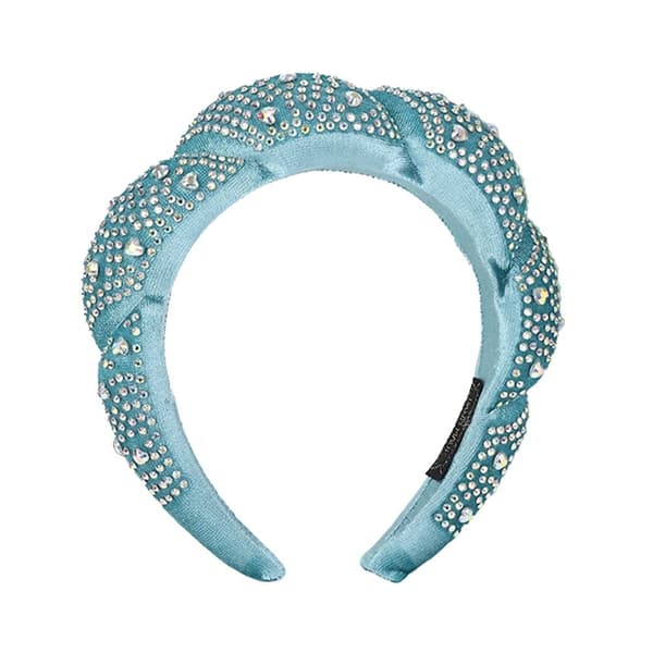 Rhinestone Sponge Pannband Flätade Hårband GRÅ Grey
