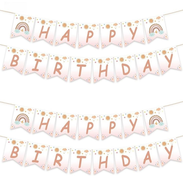 2 kpl Happy Birthday Banner Birthday Banner Sun Juhlakoristeita