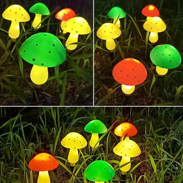 6kpl/ set Solar Mushroom Light Fairy String Lights KELTAINEN Yellow