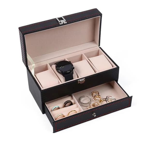 Dubbel Klockbox Klockfodral SVART Black