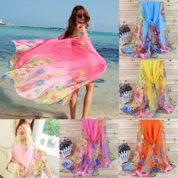 Beach Shawl Chiffon Skjerf for kvinner E E E