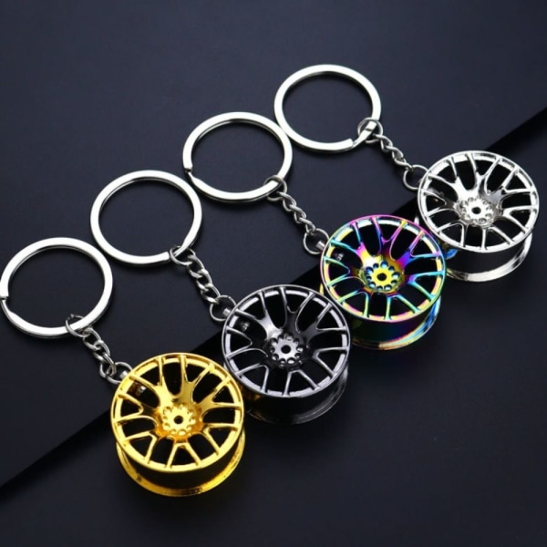 Wheel Tire Style Keychain Wheel Hub Nyckelring VIT White