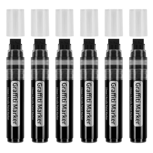 Markör 15 mm bred spets Stor akrylfärgpennor VIT White