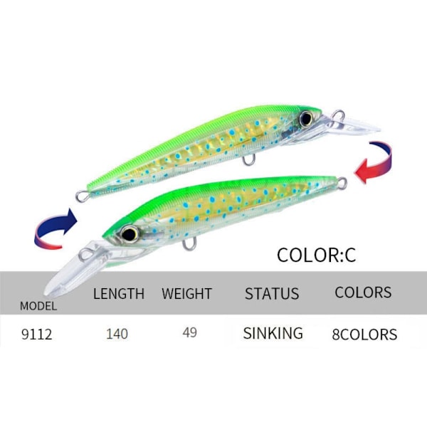 sjunkande Minnow Baits Fish Hooks C C C