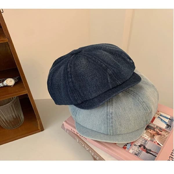 Åttekantet Cap Beret Cap MØRKEBLÅ MØRKEBLÅ dark blue
