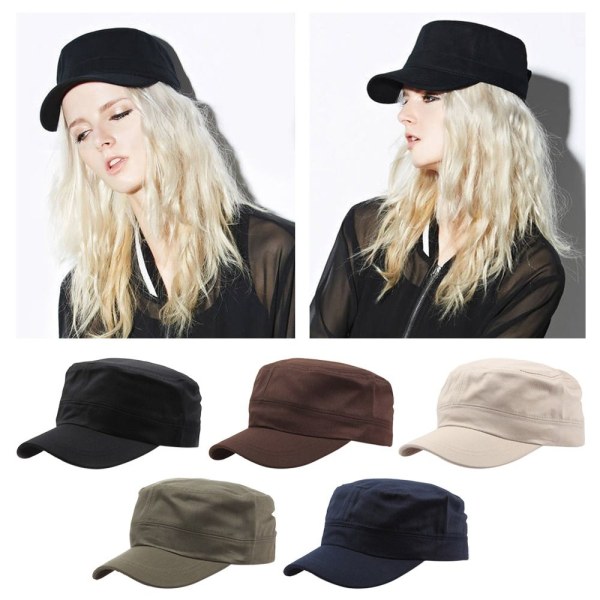 Herr Militär Cap Flat Top Caps BEIGE1 BEIGE1 beige1