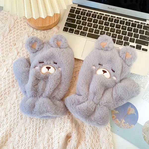 Tegneserie Bear Votter Vinterhansker GRÅ gray
